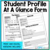 Free Special Education IEP New Student Profile At a Glance Form Back to School